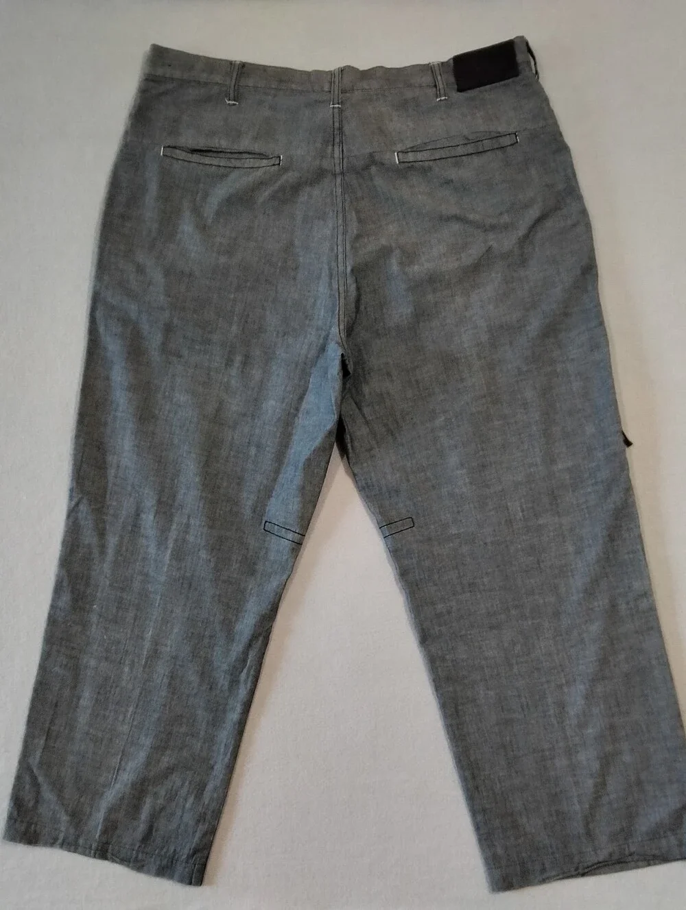 Sean John Y2K Baggy Fit Casual Chino Pants Lightweight Cotton Silver Black 38x30